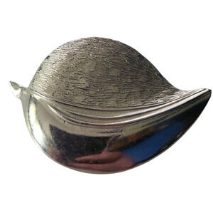 Vtg Giovanni Silver Tone Modernist Textured Leaf Pin Brooch